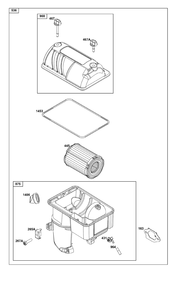 Air Cleaner Group Diagram and Parts List for 25V337-0065-G1  Briggs and Stratton Engine